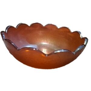 Vintage Jeannette Bowl  Iridescent Marigold Carnival Glass